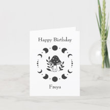 コテージコアムーンフェイズ誕生日グリーティングカード