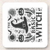 コテージコアモダンブラックウィッチハットハロウィーンテーマ コースター (正面)