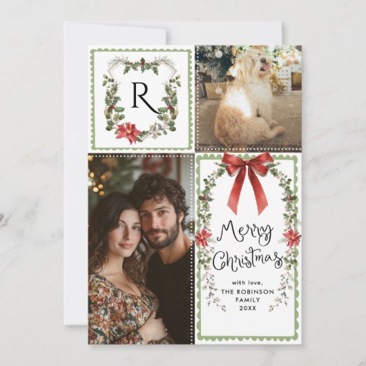 コテージコアモノグラムボウメリークリスマス2写真 シーズンカード (正面)
