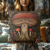 コテージコアレッドスポッテッドマッシュルーム素朴フェスティバル クッション