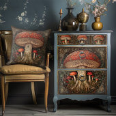 コテージコアレッドスポッテッドマッシュルーム素朴フェスティバル クッション