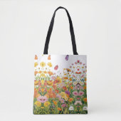 コテージコアワイルドフラワーと蝶のトラッド トートバッグ (正面)