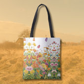 コテージコアワイルドフラワーと蝶のトラッド トートバッグ