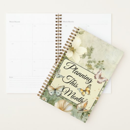 コテージコアワイルドフラワーアンド蝶の月 プランナー手帳 (ディスプレー)