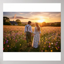 コテージコアワイルドフラワーウォーク ポスター