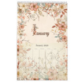 コテージコアワイルドフラワーウォーターカラーアートカレンダー カレンダー (1月 2026)