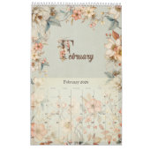 コテージコアワイルドフラワーウォーターカラーアートカレンダー カレンダー (2月 2026)