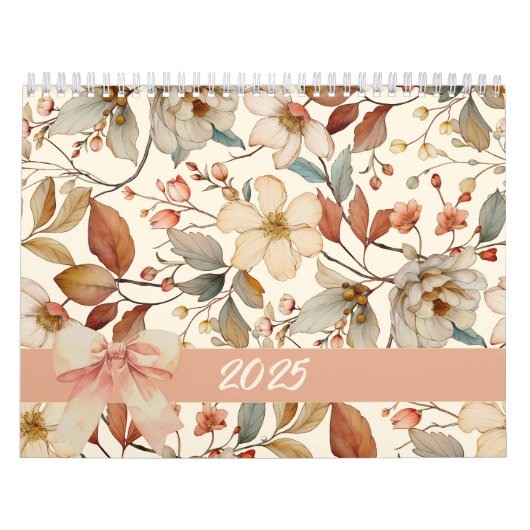 コテージコアワイルドフラワーウォーターカラーアート カレンダー (カバー)