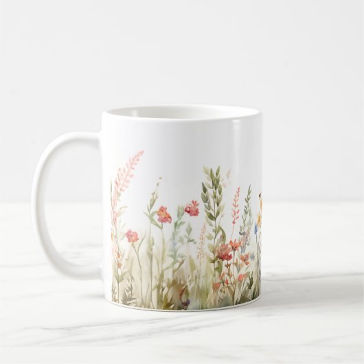 コテージコアワイルドフラワーコースターヴィンテージフローラ コーヒーマグカップ (左)