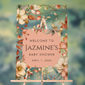 コテージコアワイルドフラワーベビーシャワーウェルカム アクリルサイン (ニュートラル)