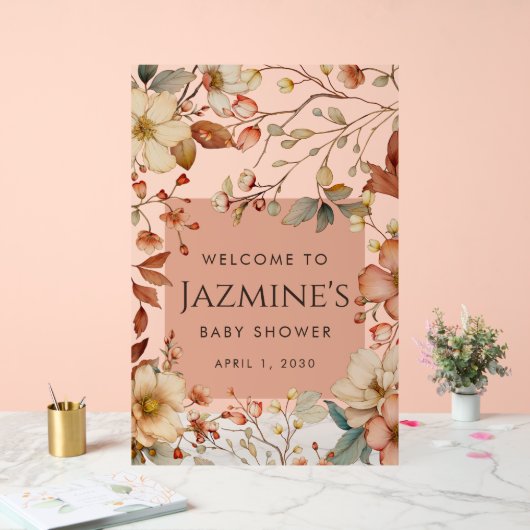 コテージコアワイルドフラワーベビーシャワーウェルカム アクリルサイン (ウェディング)