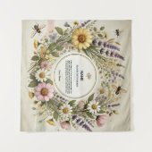 「コテージコアワイルドフラワーリースパーソナライズされた」 タペストリー (正面(横))