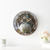 コテージコアヴィンテージキッチンクロック素朴-フローラ ラージ壁時計 (ホーム)