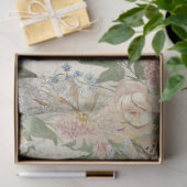 コテージコアヴィンテージフラワーブーケブルーアンドホワイト 薄葉紙 (ギフト)