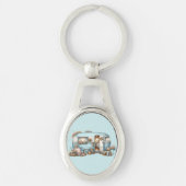 コテージコアヴィンテージフローラカンパーボーホアアクセント キーホルダー (正面)