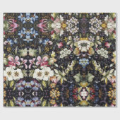 コテージコアヴィンテージフローラホワイトボタニックフラワー ラッピングペーパー (フラット)