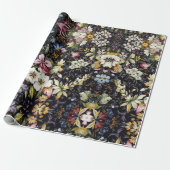 コテージコアヴィンテージフローラホワイトボタニックフラワー ラッピングペーパー (アンロールド)