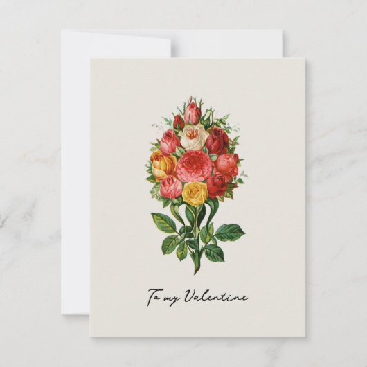 コテージコアヴィンテージブーケバレンタイン シーズンカード (正面)