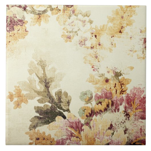 コテージコアヴィンテージ植物装飾セラミックタイル タイル (正面)