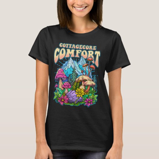 コテージコア心地よいゴブリンコアコテージキノコ Tシャツ (正面)