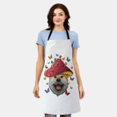 コテージコア柴犬エステティックマッシュルームカワイイ エプロン (着用した状態)