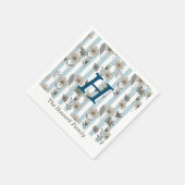 コテージコア秋ストライプフローラカスタムモノグラム スタンダードカクテルナプキン (角)