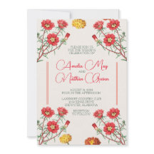 コテージコア結婚式招待状ヴィンテージフラワーズ