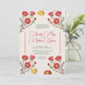 コテージコア結婚式招待状ヴィンテージフラワーズ 招待状 (スタンド正面)