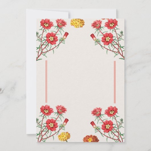 コテージコア結婚式招待状ヴィンテージフラワーズ 招待状 (裏面)