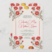 コテージコア結婚式招待状ヴィンテージフラワーズ 招待状 (正面/裏面)