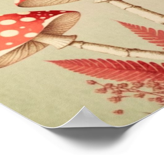 コテージコア赤と白マッシュルームデクページ ポスター (角)