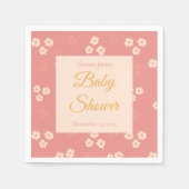 コテージコア赤面ピンクデイジーフローラ スタンダードカクテルナプキン (正面)