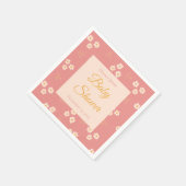 コテージコア赤面ピンクデイジーフローラ スタンダードカクテルナプキン (角)