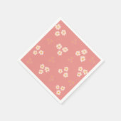 コテージコア赤面ピンクデイジーフローラ スタンダードカクテルナプキン (角)