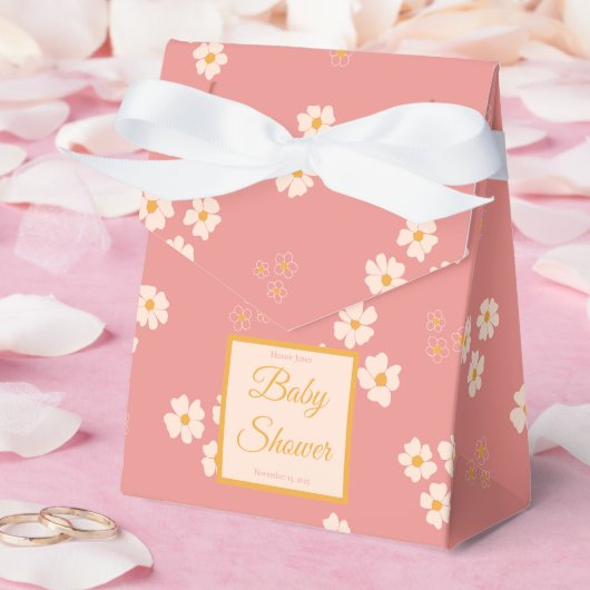 コテージコア赤面ピンクデイジーフローラ フェイバーボックス (ウェディング)