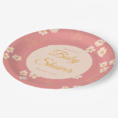 コテージコア赤面ピンクデイジーフローラ ペーパープレート (アングル)