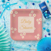 コテージコア赤面ピンクデイジーフローラ ペーパープレート (パーティー)