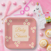 コテージコア赤面ピンクデイジーフローラ ペーパープレート (パーティー)