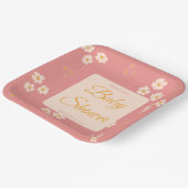 コテージコア赤面ピンクデイジーフローラ ペーパープレート (傾斜あり)