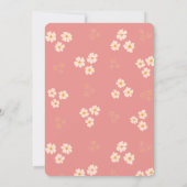 コテージコア赤面ピンクデイジーフローラ 招待状 (裏面)