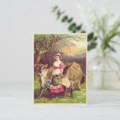 コテージコア農家ウーマンウィズウォーター色 ポストカード (スタンド正面)