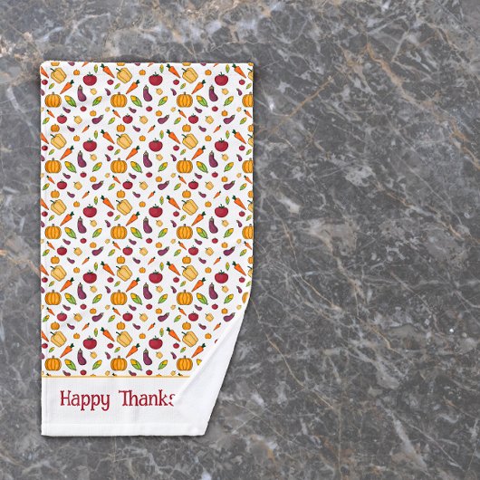 コテージコア野菜感謝白 ハンドタオル