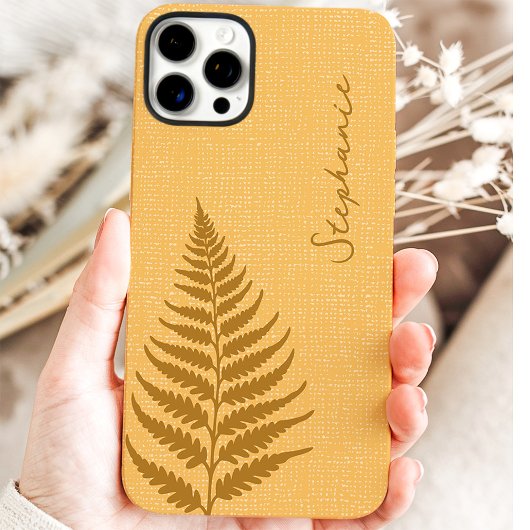 コテージコア金ゴールドフォレストファーン名前をカスタムする Case-Mate iPhoneケース