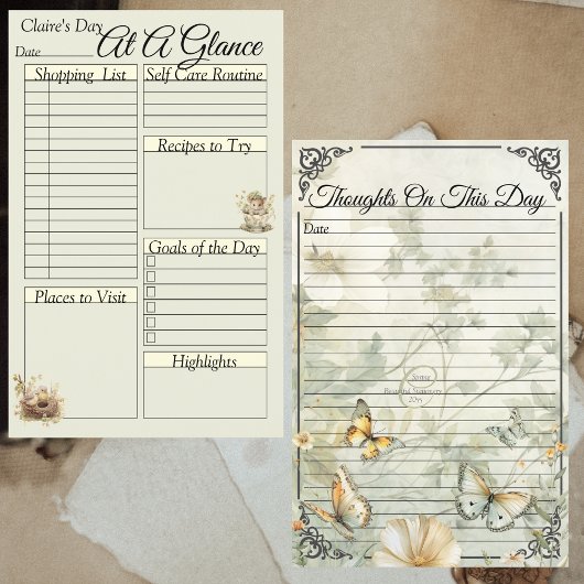 コテージコア鳥と蝶の毎日バインダーページ