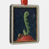 コテージコア、インボリュート。キュートなキノコの芸術 メタルオーナメント (右)