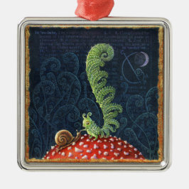 コテージコア、インボリュート。キュートなキノコの芸術 メタルオーナメント