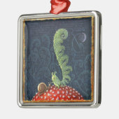 コテージコア、インボリュート。キュートなキノコの芸術 メタルオーナメント (左)