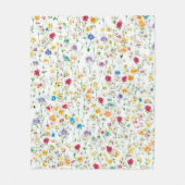 コテージコア、グランドミレニアルミニワイルドフラワーデザイン フリースブランケット (正面)