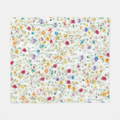 コテージコア、グランドミレニアルミニワイルドフラワーデザイン フリースブランケット (正面(横))