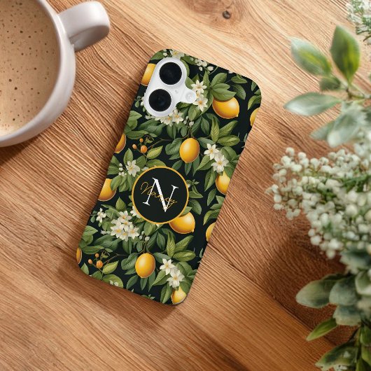 コテージコア デザイン レモン パターン iPhone ケース